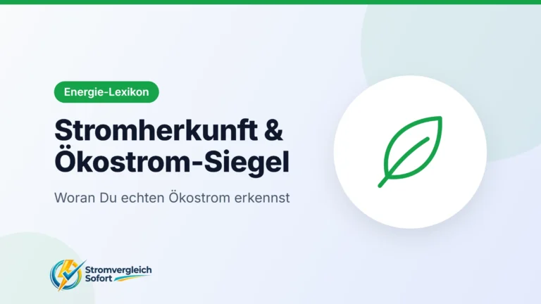 Titelgrafik Stromherkunft & Ökostrom-Siegel: Woran Du echten Ökostrom erkennst