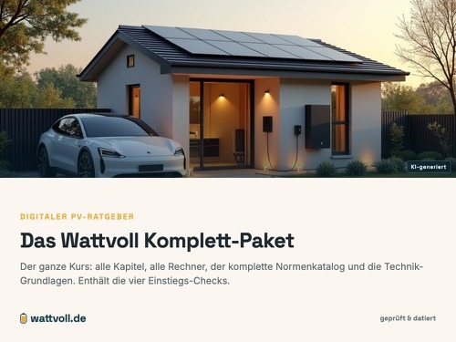Produktbild Wattvoll Komplett-Paket: Haus mit Solaranlage, Speicher und E-Auto (KI-generiertes Motiv)